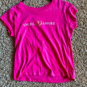 ANGEL AMORE PINK CROP TEE